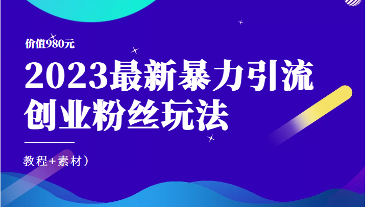 价值980元的2023最新暴力引流创业粉丝玩法（教程+素材）-颜夕资源网-第21张图片