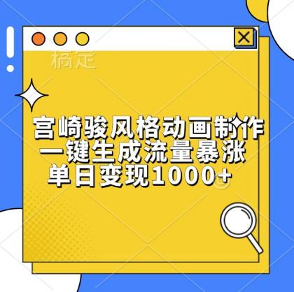 宫崎骏风格动画制作,一键生成流量暴涨,单日变现1000+-颜夕资源网-第23张图片 宫崎骏风格动画制作,一键生成流量暴涨,单日变现1000+-颜夕资源网-第23张图片