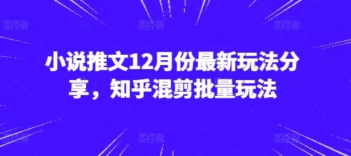 小说推文12月份新的玩法分享,知乎混剪批量玩法-颜夕资源网-第23张图片 小说推文12月份新的玩法分享,知乎混剪批量玩法-颜夕资源网-第23张图片