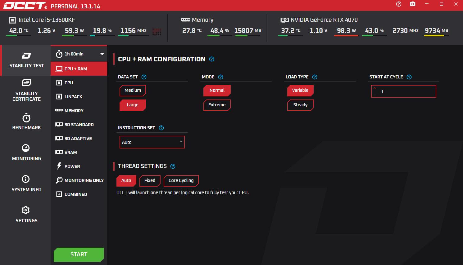 OCCT电脑硬件测试 v13.1.14.99 便携版-颜夕资源网-第23张图片 OCCT电脑硬件测试 v13.1.14.99 便携版-颜夕资源网-第23张图片