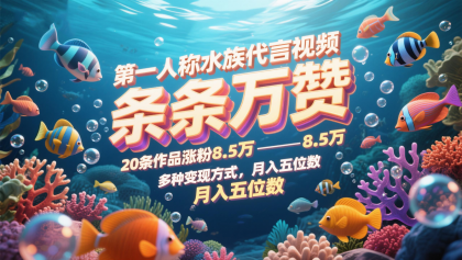 第一人称水族代言视频,条条万赞,20条作品涨粉8.5万,多种变现方式月,入五位数-颜夕资源网-第23张图片 第一人称水族代言视频,条条万赞,20条作品涨粉8.5万,多种变现方式月,入五位数-颜夕资源网-第23张图片