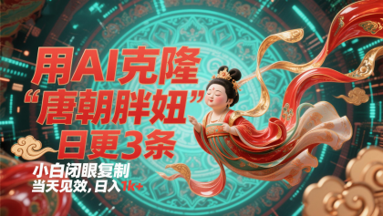 用AI克隆“唐朝胖妞”日更3条,平台疯狂推流,小白闭眼复制,当天见效,日入1k+-颜夕资源网-第23张图片 用AI克隆“唐朝胖妞”日更3条,平台疯狂推流,小白闭眼复制,当天见效,日入1k+-颜夕资源网-第23张图片