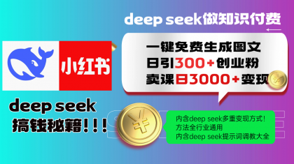 Deepseek 一键免费生成小红书图文日引300+创业粉,日变现3000+ 方法全行业通用-颜夕资源网-第23张图片 Deepseek 一键免费生成小红书图文日引300+创业粉,日变现3000+ 方法全行业通用-颜夕资源网-第23张图片