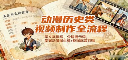 动漫历史类视频制作全流程,学文案撰写、分镜提示词,掌握动漫图生成+抠图配音剪辑-颜夕资源网-第23张图片 动漫历史类视频制作全流程,学文案撰写、分镜提示词,掌握动漫图生成+抠图配音剪辑-颜夕资源网-第23张图片
