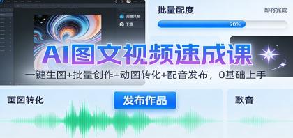 AI图文视频速成课:一键生图+批量创作+动图转化+配音发布,0基础上手-颜夕资源网-第23张图片 AI图文视频速成课:一键生图+批量创作+动图转化+配音发布,0基础上手-颜夕资源网-第23张图片