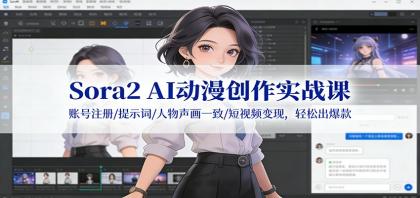 Sora2 AI动漫创作实战课:账号注册/提示词/人物声画一致/短视频变现,轻松出爆款-颜夕资源网-第23张图片 Sora2 AI动漫创作实战课:账号注册/提示词/人物声画一致/短视频变现,轻松出爆款-颜夕资源网-第23张图片