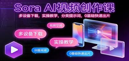 Sora AI视频创作课:多设备下载,实操教学,分类提示词,0基础快速出片-颜夕资源网-第23张图片 Sora AI视频创作课:多设备下载,实操教学,分类提示词,0基础快速出片-颜夕资源网-第23张图片