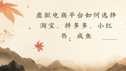 虚拟电商平台,该从哪个平台入手(淘宝、拼多多、小红书)全攻略日入1000!