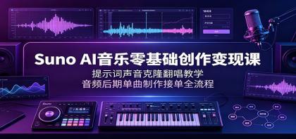 Suno AI音乐零基础创作变现课:提示词声音克隆翻唱教学,音频后期单曲制作接单全流程-颜夕资源网-第23张图片 Suno AI音乐零基础创作变现课:提示词声音克隆翻唱教学,音频后期单曲制作接单全流程-颜夕资源网-第23张图片