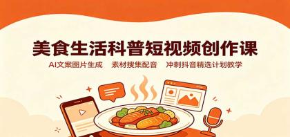 美食生活科普短视频创作课:AI文案图片生成,素材搜集配音,冲刺抖音精选计划教学-颜夕资源网-第23张图片 美食生活科普短视频创作课:AI文案图片生成,素材搜集配音,冲刺抖音精选计划教学-颜夕资源网-第23张图片
