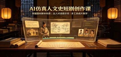 AI仿真人文史短剧创作课:穿越题材脚本构思,古人对话提示词,多工具成片教学-颜夕资源网-第23张图片 AI仿真人文史短剧创作课:穿越题材脚本构思,古人对话提示词,多工具成片教学-颜夕资源网-第23张图片