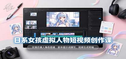 日系女孩虚拟人物短视频创作课：实操仿真人角色搭建，剧本提示词撰写，视频生成剪辑-颜夕资源网-第23张图片